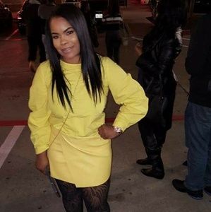 Yellow Faux Leather Mini skirt /Boots available